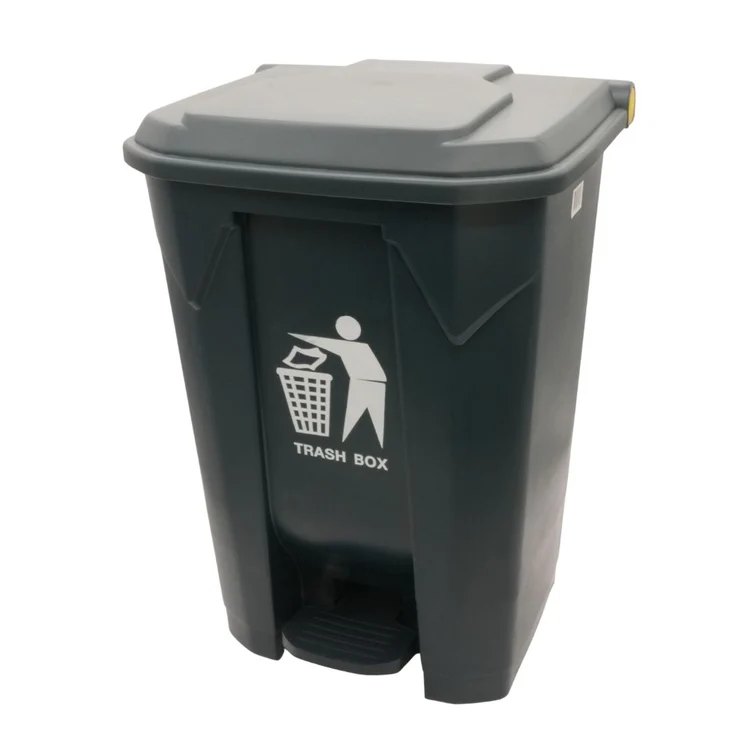 Cesto para Basura 80L-21G Gris con Tapa y Pedal Bolsa 32