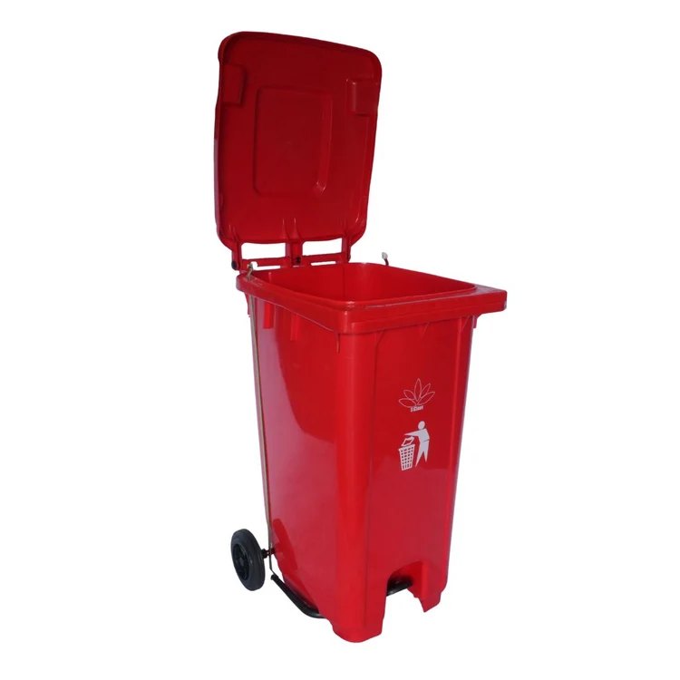 Cesto para Basura Rojo 240L-64G Reciclaje Ruedas y Tapa accionada por Pedal Bolsa50