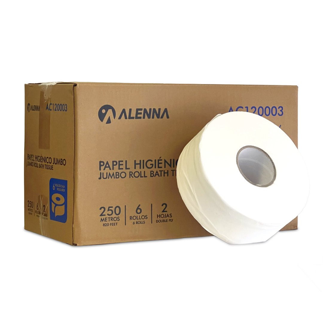 Alenna Papel Higiénico Jumbo Doble Hoja 250 Metros Caja 6 Unidades